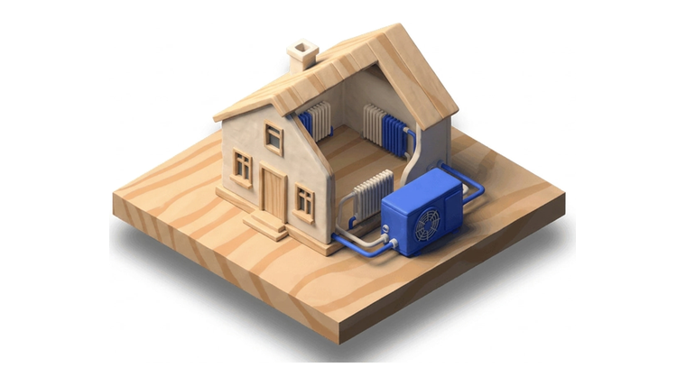 Illustration zum Ratgeber: Wärmepumpe im Altbau mit Heizkörpern: so prüfst du dein Haus